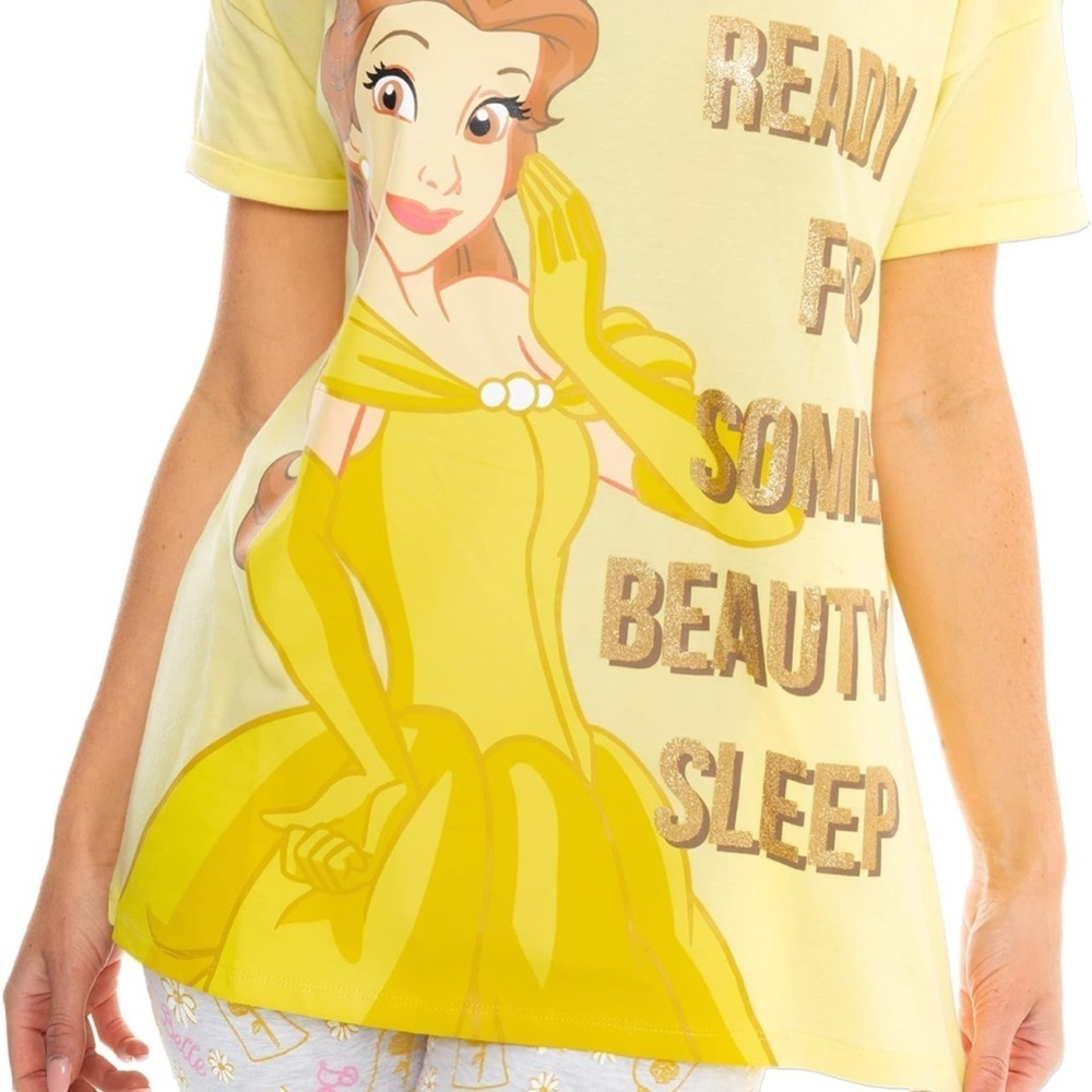Disney Women's Yellow Beauty Sleep Pajama Top XL - Picture 2 of 8